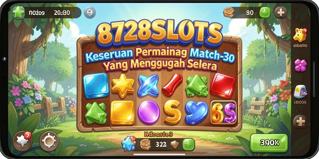 Tampilan menarik dari permainan Match-3 8728SLOTS.