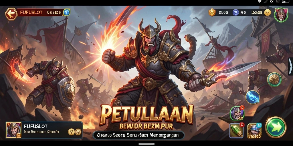 Tampilan gameplay seru dalam FUFUSLOT dengan pertarungan mendebarkan.