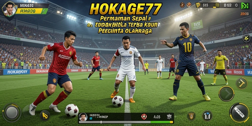 Tampilan gameplay seru HOKAGE77 dengan aksi sepak bola yang mendebarkan.