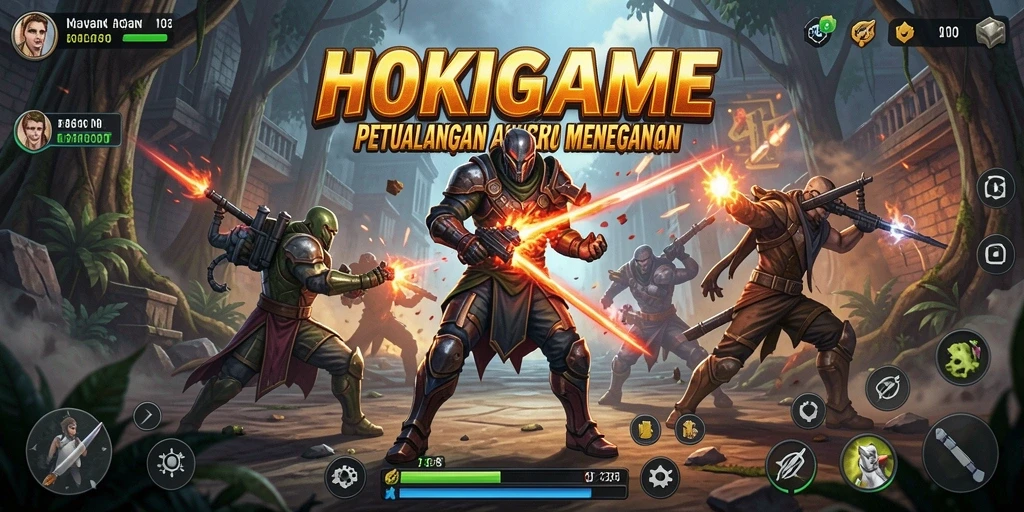 Screenshot gameplay HOKIGAME menunjukkan aksi yang mendebarkan dan grafis menakjubkan.