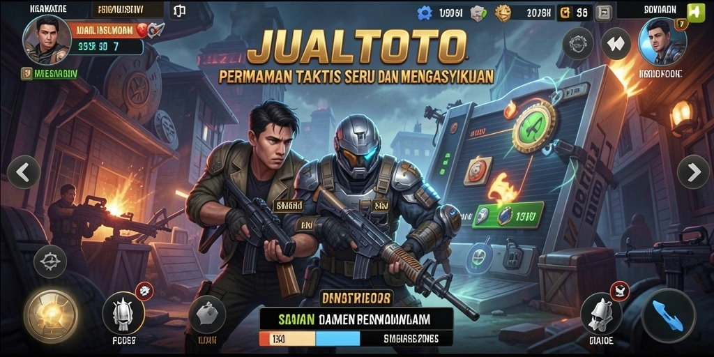 Screenshot dari gameplay seru JUALTOTO dalam aksi TPS.