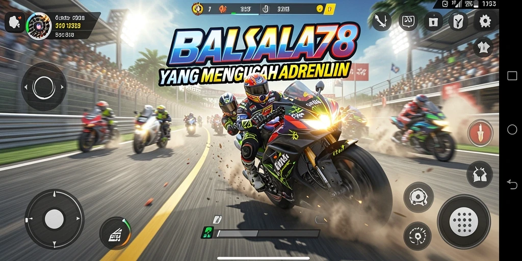 Screenshot MENYALA78 menampilkan aksi balapan motor yang intens di lintasan.