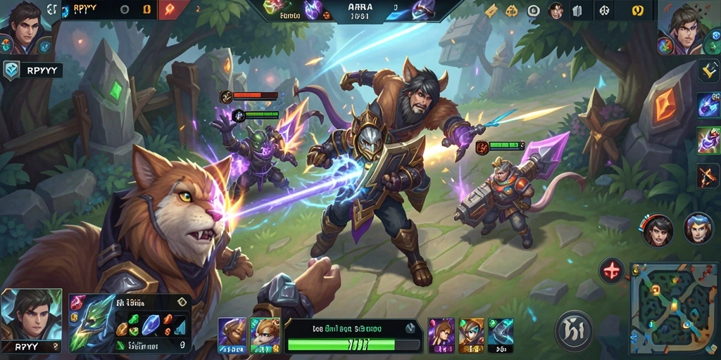 Tampilan seru dari gameplay RPYYY di arena MOBA.