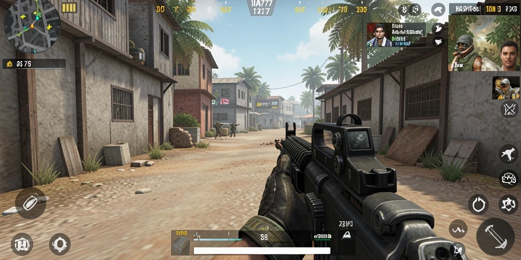 Screenshot utama gameplay SIA777 menampilkan aksi tembak-menembak mendebarkan.