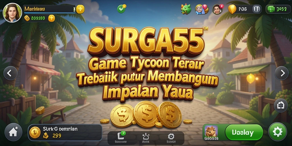 Tangkapan layar gameplay SURGA55 menampilkan manajemen bisnis yang mendalam.